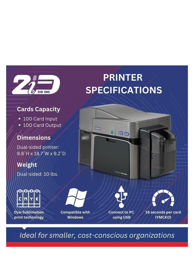 Fargo DTC1250e Dual-Sided ID Card Printer Bundle – Complete Kit with Ribbon & PVC Cards - Image 5