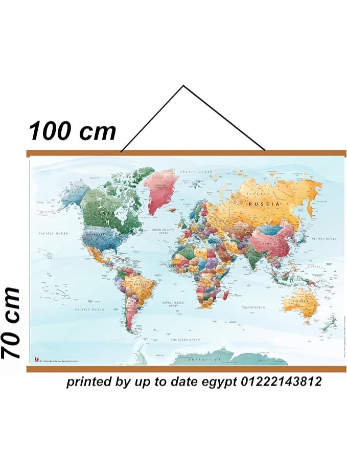 UP TO DATE WORLD MAP HIGH QUALITY PRINTING WITH WOOD FRAM SIZE 70 CM X100 CM - Image 4