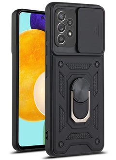Generic Case Cover Shockproof Windows Protective Case with Camera Protection and Metal Ring Compatible with Samsung Galaxy A73 (Black)  - Image 1