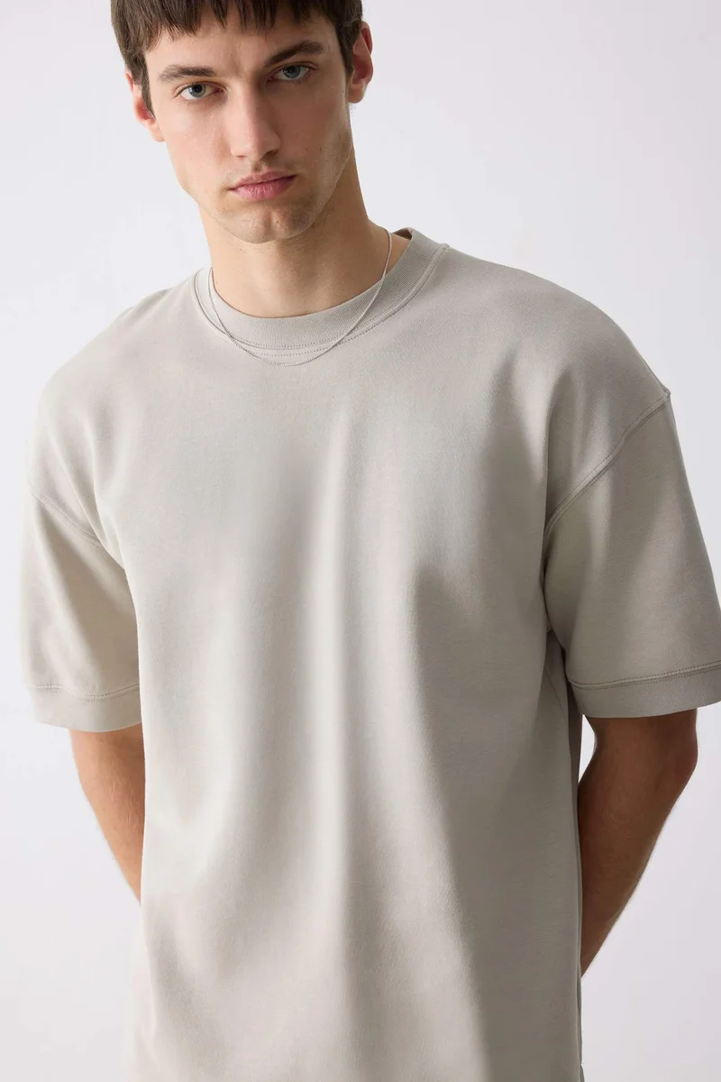 Defacto Loose Fit Crew Neck Heavy Fabric Basic T-Shirt