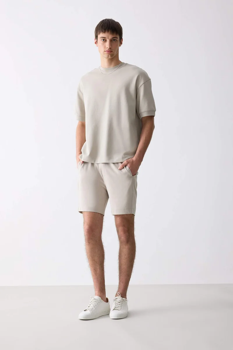 Defacto Loose Fit Crew Neck Heavy Fabric Basic T-Shirt
