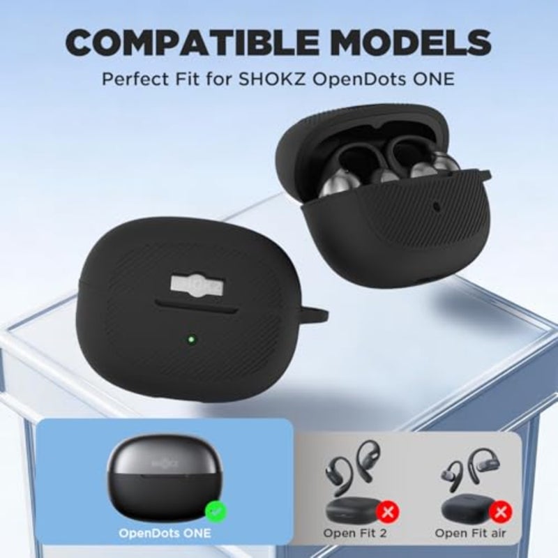 Silicone Case Cover for SHOKZ OpenDots ONE-Open-Ear Headphones with KeychainandCleaning Pen kit, Premium Soft Silicone, Anti-Scratch Shockproof Case for SHOKZ OpenDots ONE Earbuds Charging Case - Image 2
