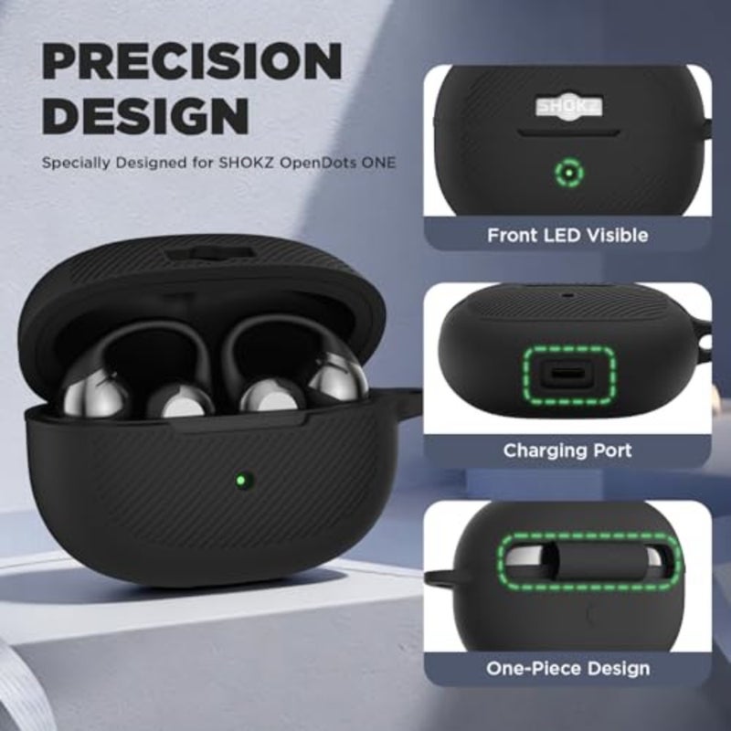 Silicone Case Cover for SHOKZ OpenDots ONE-Open-Ear Headphones with KeychainandCleaning Pen kit, Premium Soft Silicone, Anti-Scratch Shockproof Case for SHOKZ OpenDots ONE Earbuds Charging Case - Image 5