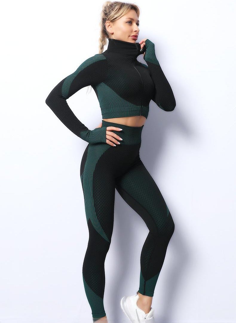 general Women's three-piece high-waisted high-quality summer suit yoga wear sports bra vest + long-sleeved gym clothes + yoga pants  - Image 3