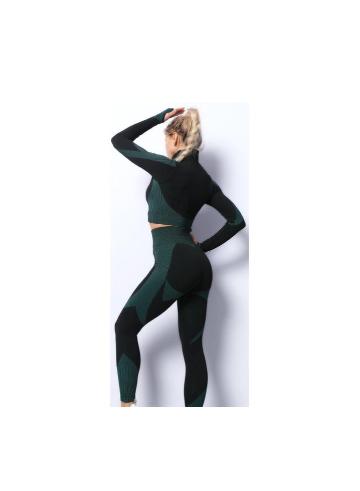 general Women's three-piece high-waisted high-quality summer suit yoga wear sports bra vest + long-sleeved gym clothes + yoga pants  - Image 4