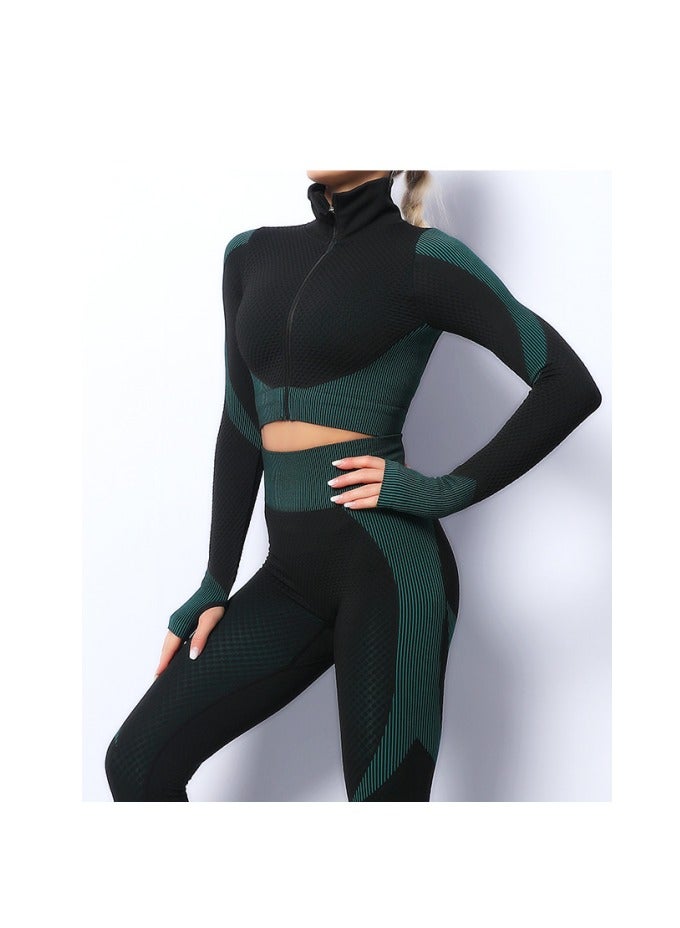 general Women's three-piece high-waisted high-quality summer suit yoga wear sports bra vest + long-sleeved gym clothes + yoga pants  - Image 5