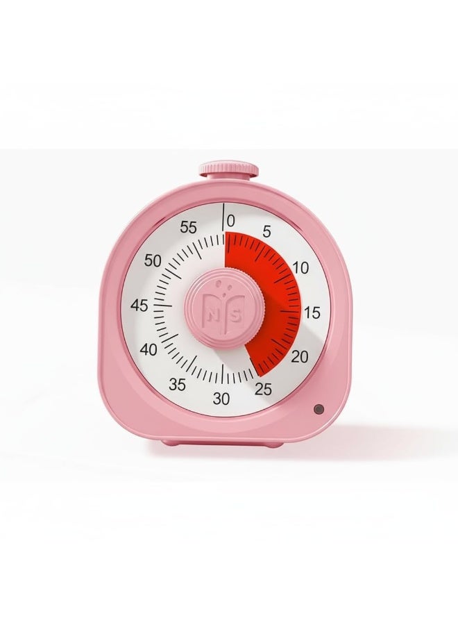 NS Timer Rechargeable 60 Minute Visual Desk Countdown Time Clock for Kids and Adults, Kitchen Cooking Pomodoro Productivity, Management Tool Teaching Classroom (Pink) - Image 1