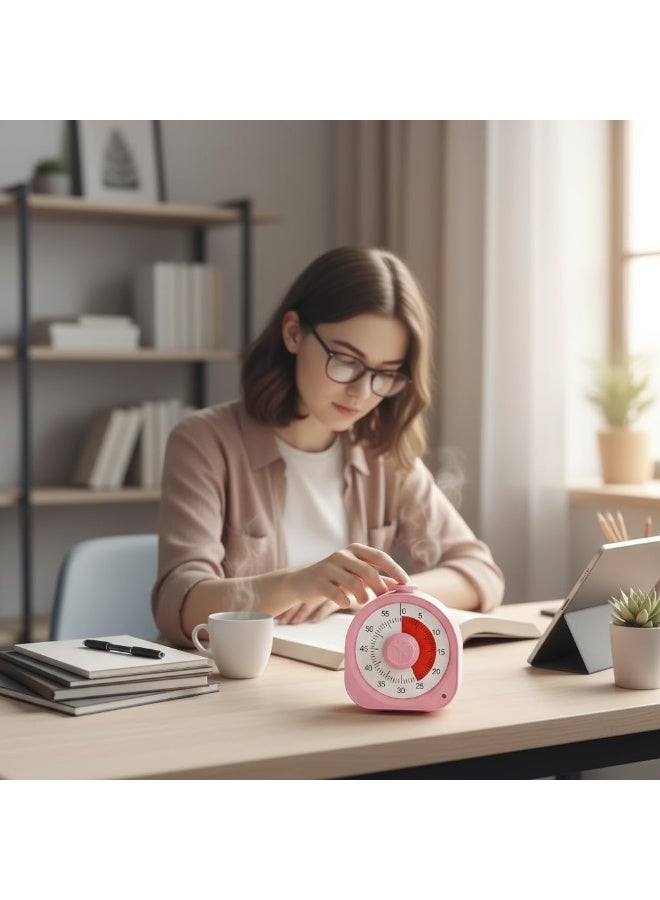 NS Timer Rechargeable 60 Minute Visual Desk Countdown Time Clock for Kids and Adults, Kitchen Cooking Pomodoro Productivity, Management Tool Teaching Classroom (Pink) - Image 4