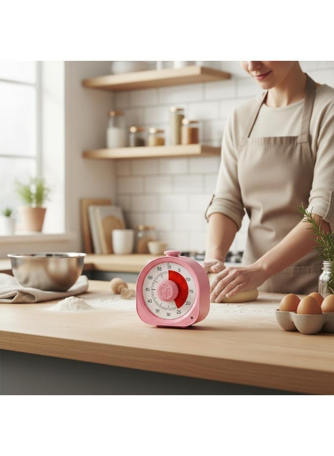 NS Timer Rechargeable 60 Minute Visual Desk Countdown Time Clock for Kids and Adults, Kitchen Cooking Pomodoro Productivity, Management Tool Teaching Classroom (Pink) - Image 3