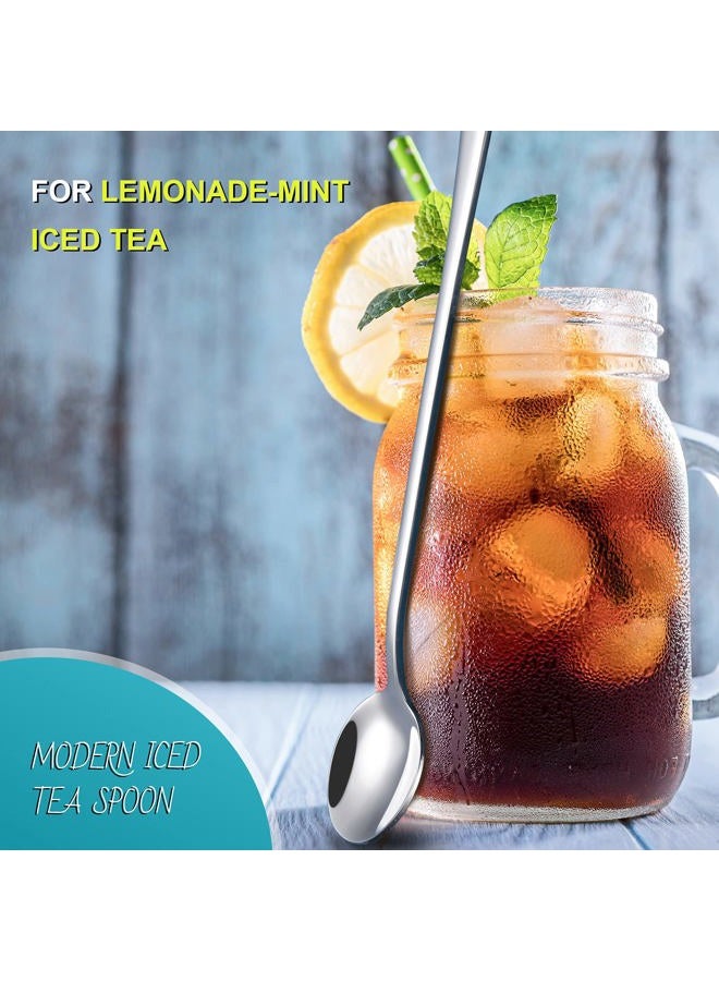 Hiware Matte Black 9-Inch Long Handle Iced Tea Spoons, Coffee Spoon, Ice Cream Spoon, Stainless Steel Cocktail Stirring Spoons, Set of 4 - Image 4