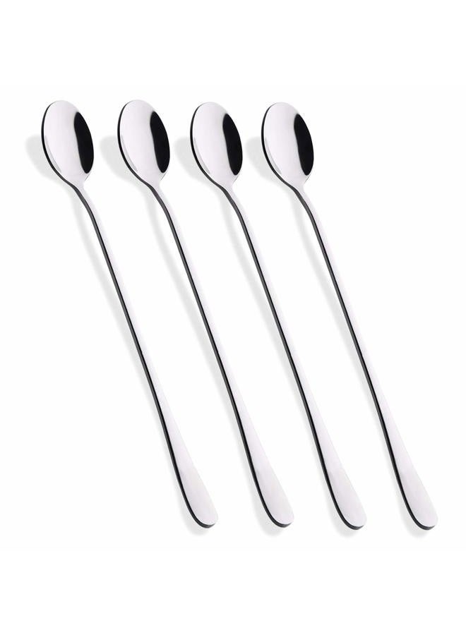 Hiware Matte Black 9-Inch Long Handle Iced Tea Spoons, Coffee Spoon, Ice Cream Spoon, Stainless Steel Cocktail Stirring Spoons, Set of 4 - Image 1