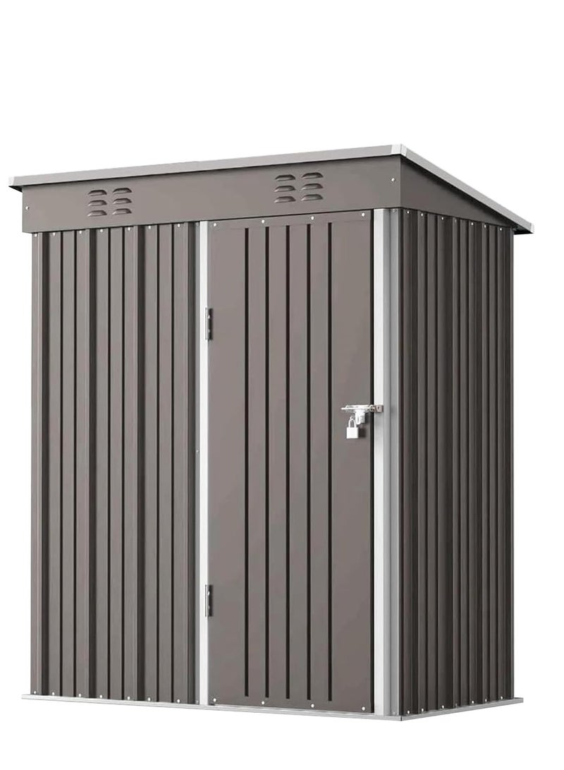 Egardenkart, Outdoor Storage Shed Metal - Light Grey, 5x3 Ft | Garden Shed with Lockable Door | Outdoor Storage Cabinet for Garden Storage | Outdoor Shed Storage (With Installation) - Image 1