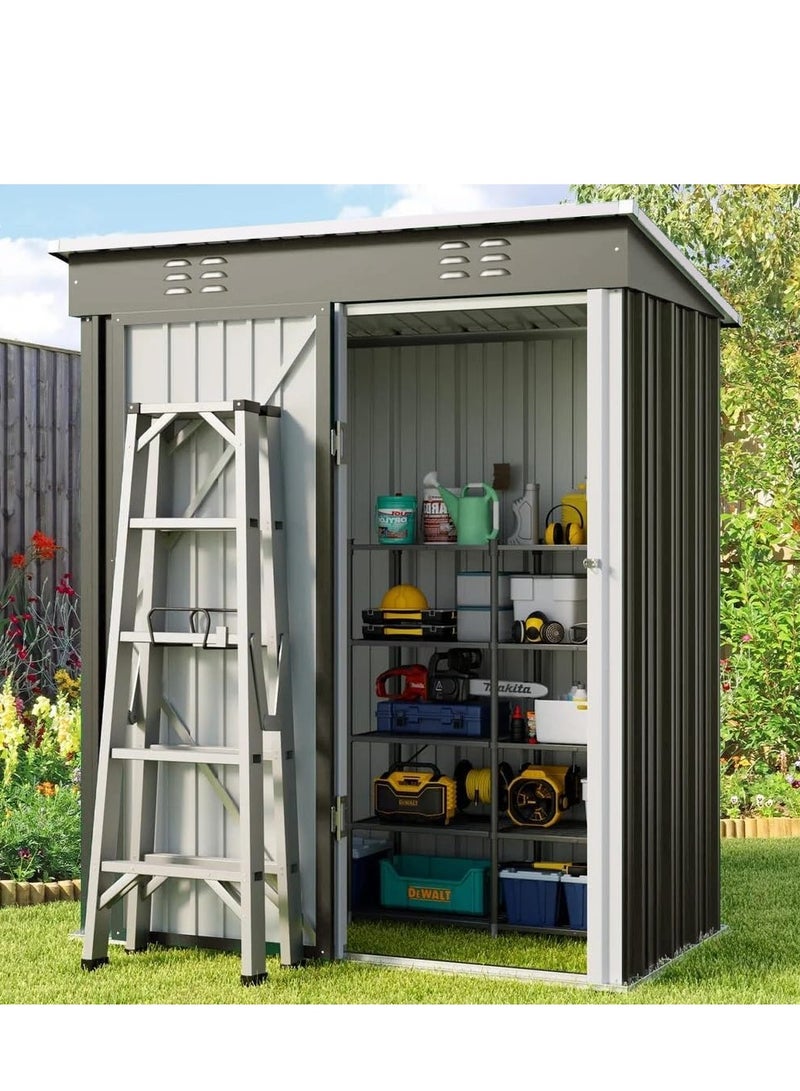 Egardenkart, Outdoor Storage Shed Metal - Light Grey, 5x3 Ft | Garden Shed with Lockable Door | Outdoor Storage Cabinet for Garden Storage | Outdoor Shed Storage (With Installation) - Image 2
