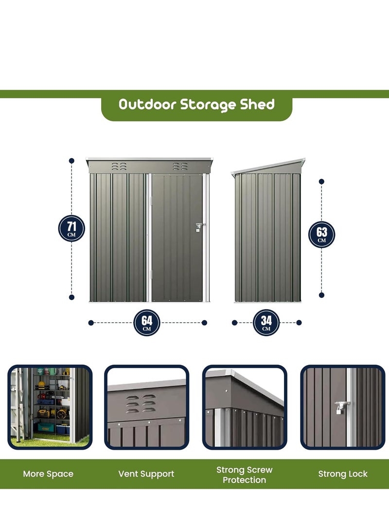 Egardenkart, Outdoor Storage Shed Metal - Light Grey, 5x3 Ft | Garden Shed with Lockable Door | Outdoor Storage Cabinet for Garden Storage | Outdoor Shed Storage (With Installation) - Image 3