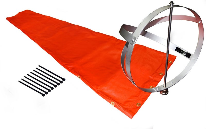 Airport Windsock Corporation 13 X 54 Orange Windsock and 13 Aluminum Frame Combo USA Made