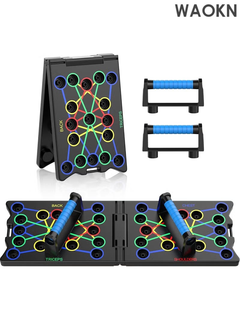 WAOKN Push Up Board, Multi-function Home Workout Equipment, Bar Foldable Push Up Handles for Floor ,Burn Fat Strength Training Equipment for Effectively Exercise the Muscle of the Upper Body Shoulders,Chest,Back and Triceps, Training Equipment for Men and Women - Image 1