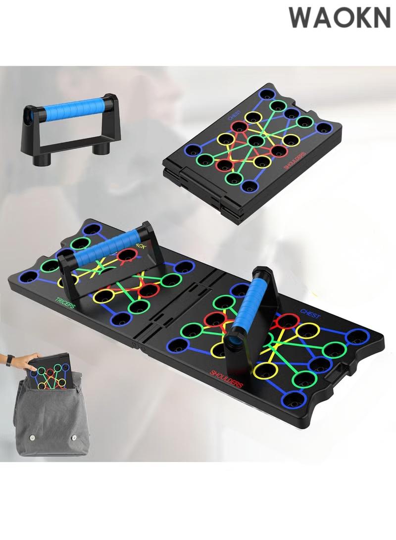 WAOKN Push Up Board, Multi-function Home Workout Equipment, Bar Foldable Push Up Handles for Floor ,Burn Fat Strength Training Equipment for Effectively Exercise the Muscle of the Upper Body Shoulders,Chest,Back and Triceps, Training Equipment for Men and Women - Image 3