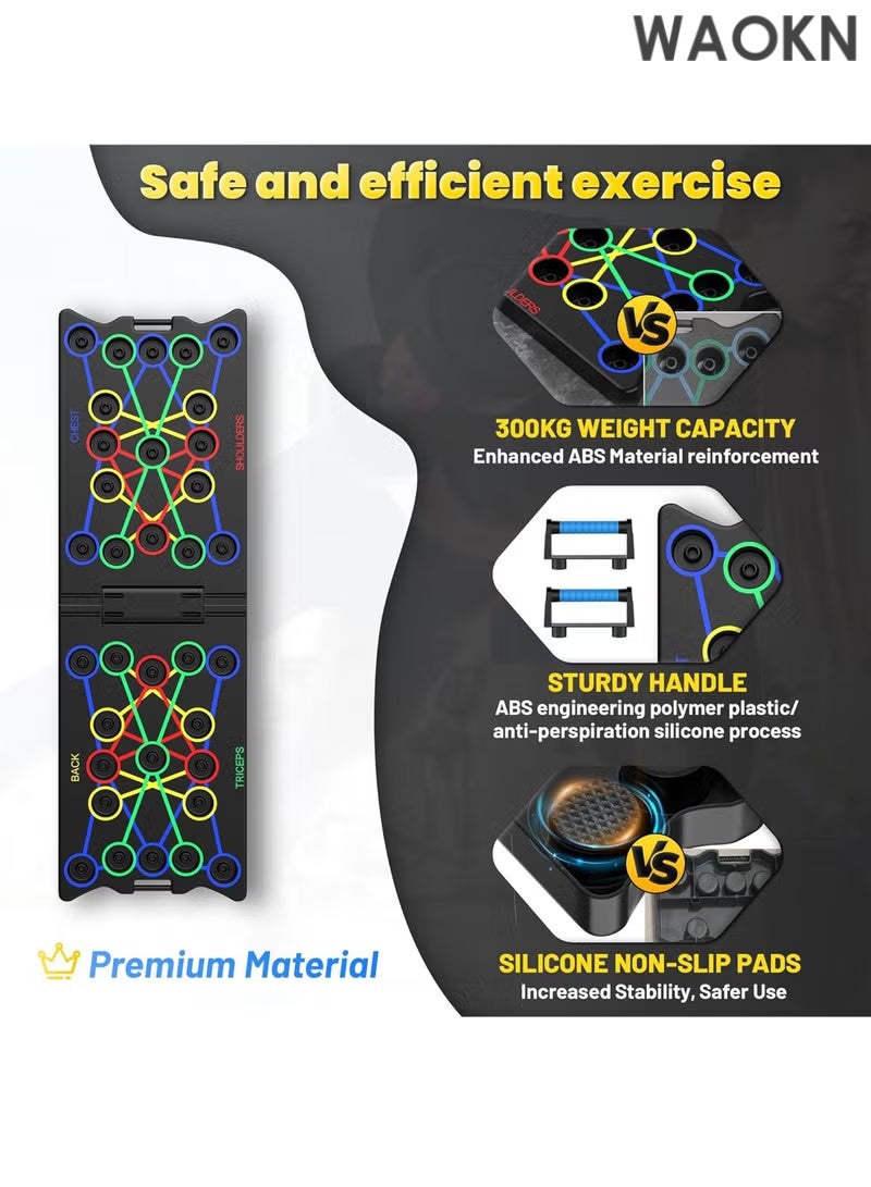 WAOKN Push Up Board, Multi-function Home Workout Equipment, Bar Foldable Push Up Handles for Floor ,Burn Fat Strength Training Equipment for Effectively Exercise the Muscle of the Upper Body Shoulders,Chest,Back and Triceps, Training Equipment for Men and Women - Image 4