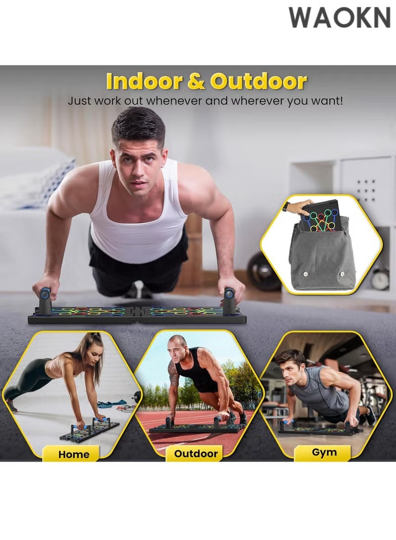 WAOKN Push Up Board, Multi-function Home Workout Equipment, Bar Foldable Push Up Handles for Floor ,Burn Fat Strength Training Equipment for Effectively Exercise the Muscle of the Upper Body Shoulders,Chest,Back and Triceps, Training Equipment for Men and Women - Image 2