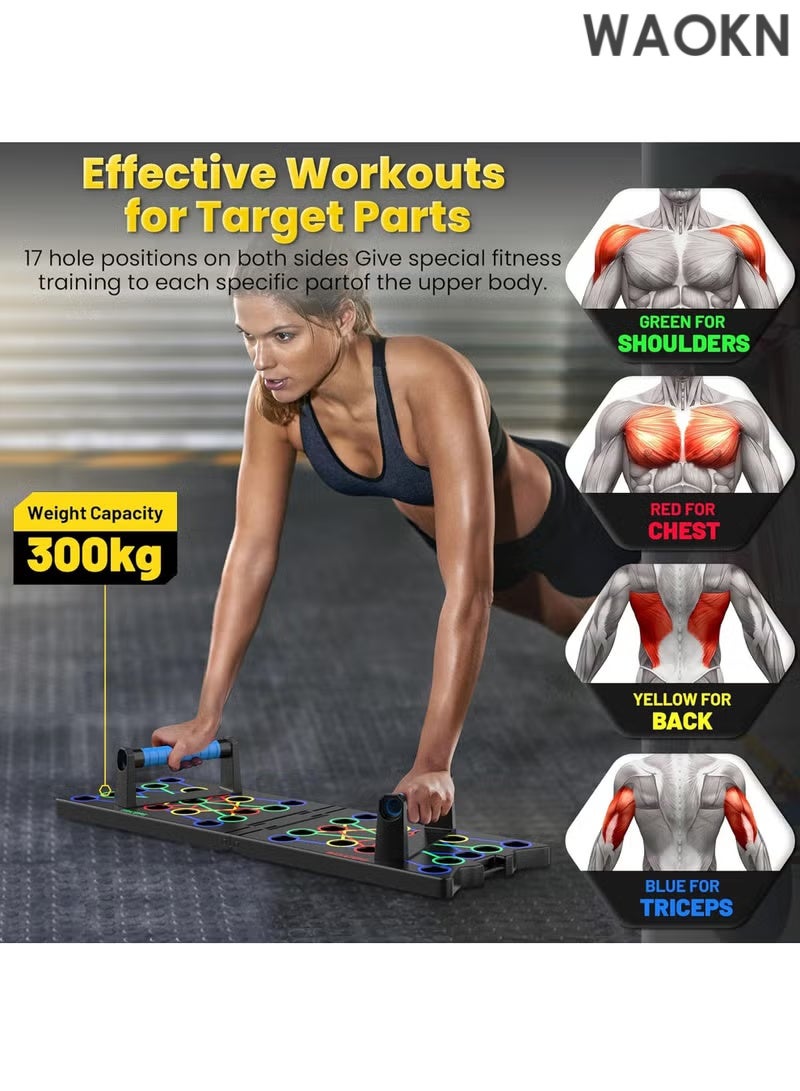 WAOKN Push Up Board, Multi-function Home Workout Equipment, Bar Foldable Push Up Handles for Floor ,Burn Fat Strength Training Equipment for Effectively Exercise the Muscle of the Upper Body Shoulders,Chest,Back and Triceps, Training Equipment for Men and Women - Image 5