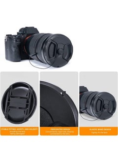 K&F Concept 82mm Lens Cap, 9-in-1 Center Pinch Lens Cover + Anti-Loss Keeper Leash + Microfiber Cleaning Cloth Kits Compatible with Nikon, Canon, Sony, Fujifilm Camera Lenses 