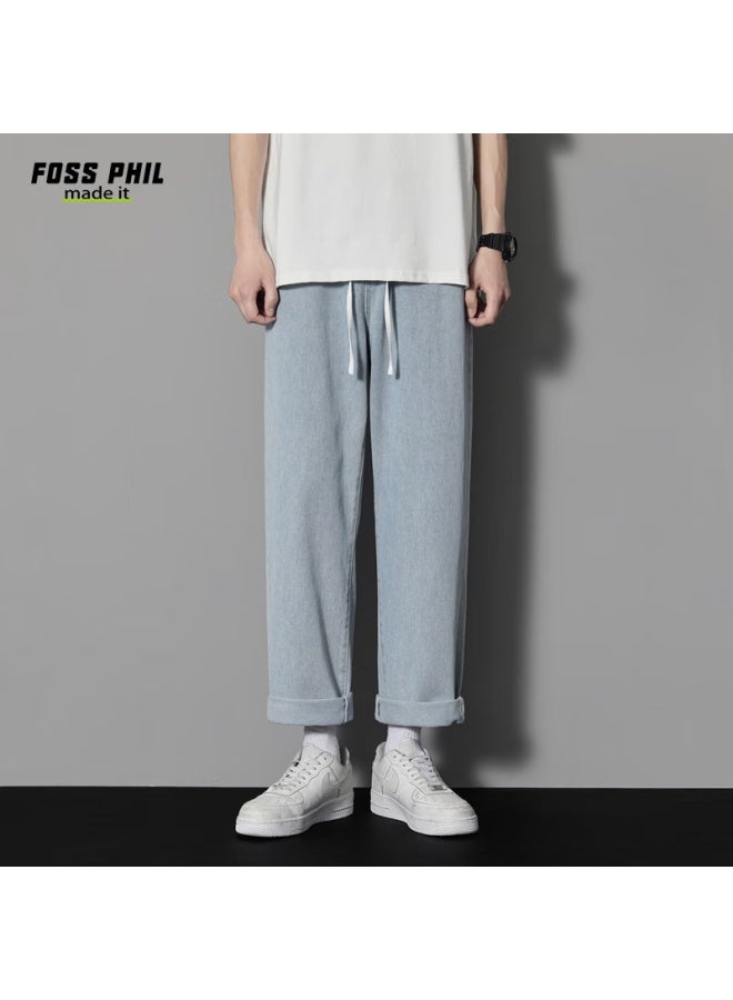 Foss Phil جينز رجالي فضفاض مستقيم الساق خريف وشتاء كاجوال أمريكي شارع رئيسي عصير بنطلون طويل S336 أزرق فاتح 3XL - Image 1