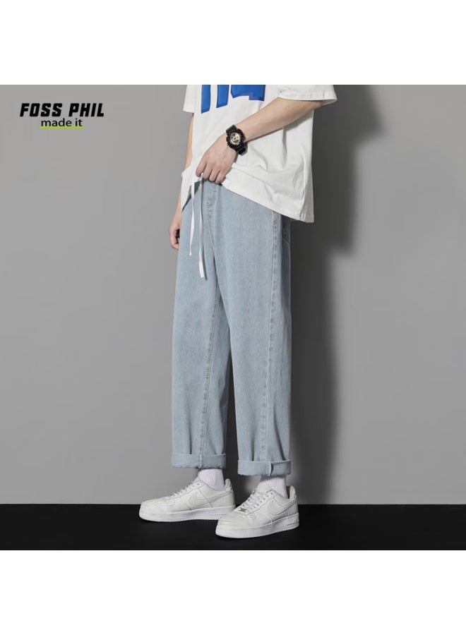 Foss Phil جينز رجالي فضفاض مستقيم الساق خريف وشتاء كاجوال أمريكي شارع رئيسي عصير بنطلون طويل S336 أزرق فاتح 3XL - Image 5