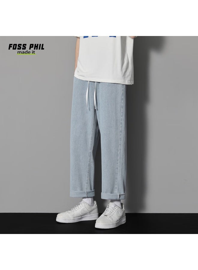 Foss Phil جينز رجالي فضفاض مستقيم الساق خريف وشتاء كاجوال أمريكي شارع رئيسي عصير بنطلون طويل S336 أزرق فاتح 3XL - Image 3