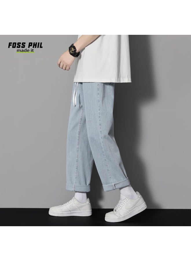 Foss Phil جينز رجالي فضفاض مستقيم الساق خريف وشتاء كاجوال أمريكي شارع رئيسي عصير بنطلون طويل S336 أزرق فاتح 3XL - Image 2