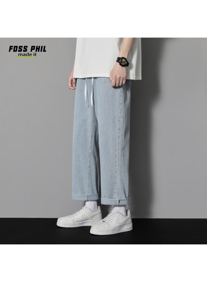 Foss Phil جينز رجالي فضفاض مستقيم الساق خريف وشتاء كاجوال أمريكي شارع رئيسي عصير بنطلون طويل S336 أزرق فاتح 3XL - Image 4