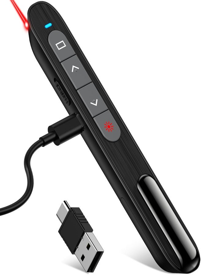 DinoFire USB C Rechargeable Presentation Remote with Red Light,Wireless Preseter PPT Slide Clicker Advancer for MacBook Laptop Computer - Image 1
