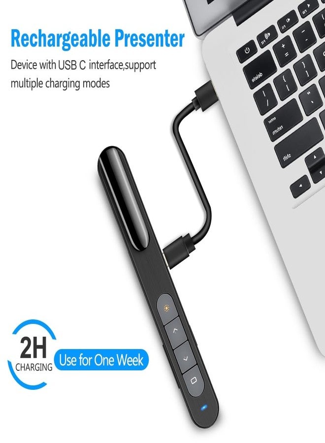 DinoFire USB C Rechargeable Presentation Remote with Red Light,Wireless Preseter PPT Slide Clicker Advancer for MacBook Laptop Computer - Image 3