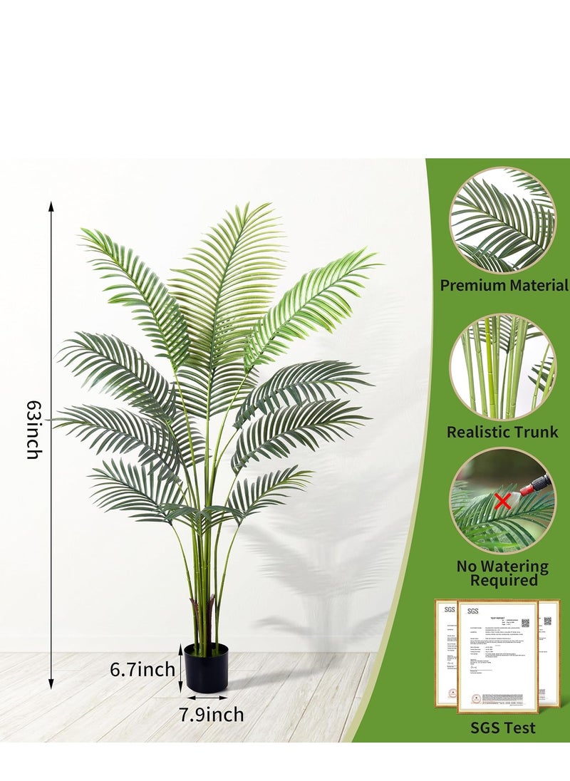 Generic 5FT Artificial Areca Palm - Fake Plants Palm Tree Faux Tropical Palm Potted Dypsis Lutescens for Home Decor Office Housewarming Gift  - Image 5
