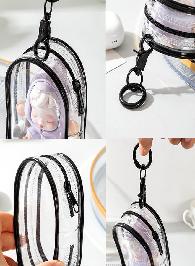 Arvintas 4PCS Clear Makeup Bag, Mini Makeup Bag for Purse, Waterproof Lipstick Holder Cute Case Coin Purse Wallet Card Holder Data Cable Organizer Zipper Pouch Black and White (No Hooks) - Image 3