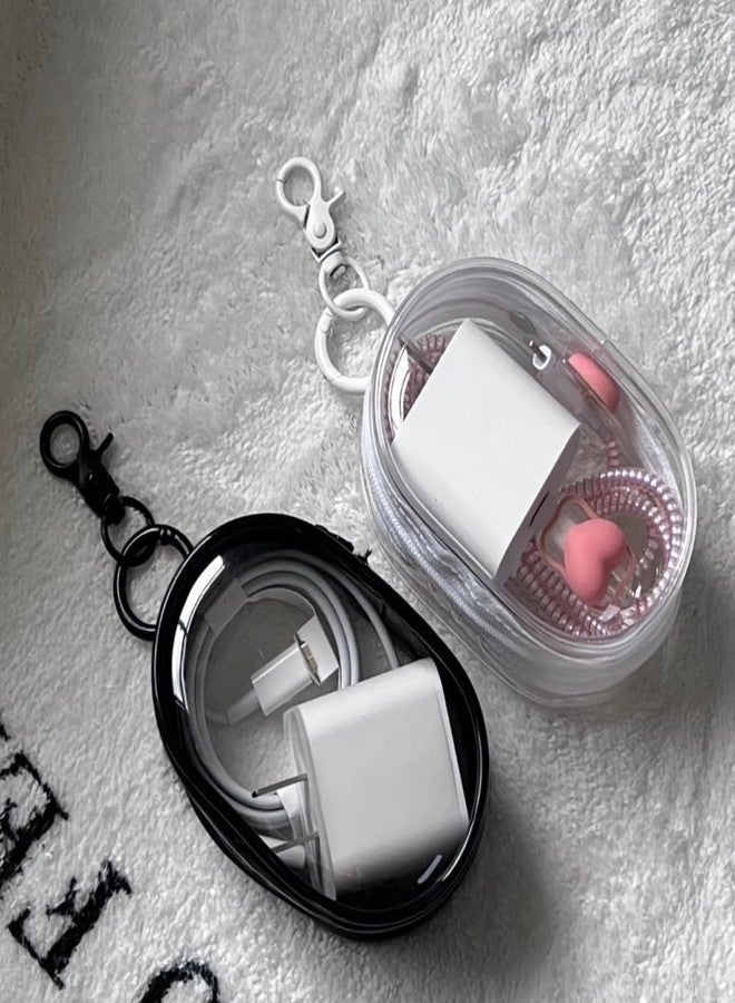 Arvintas 4PCS Clear Makeup Bag, Mini Makeup Bag for Purse, Waterproof Lipstick Holder Cute Case Coin Purse Wallet Card Holder Data Cable Organizer Zipper Pouch Black and White (No Hooks) - Image 4