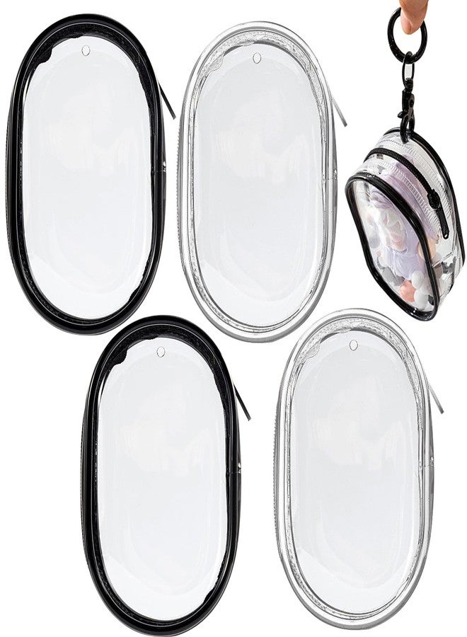 Arvintas 4PCS Clear Makeup Bag, Mini Makeup Bag for Purse, Waterproof Lipstick Holder Cute Case Coin Purse Wallet Card Holder Data Cable Organizer Zipper Pouch Black and White (No Hooks) - Image 1