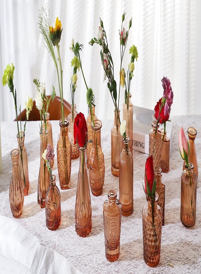 QLOFEI Vases for Flowers, Set of 20 Vintage Vases for Home Decor, Brown Bud Vases for Dry Flowers, Mini Centerpieces for Tables Living Room Bedroom Dinning Room Office, Decorative Vases - Image 2