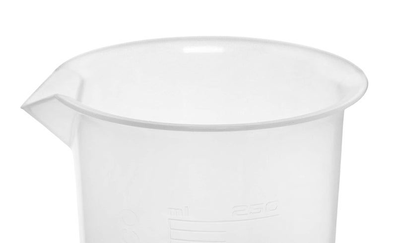 EISCO 12PK Plastic Beakers, 250ml - Polypropylene Plastic - Raised Graduations, Tapered Spout - Euro Design - Image 4