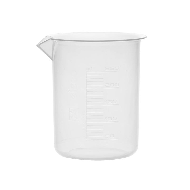 EISCO 12PK Plastic Beakers, 250ml - Polypropylene Plastic - Raised Graduations, Tapered Spout - Euro Design - Image 2