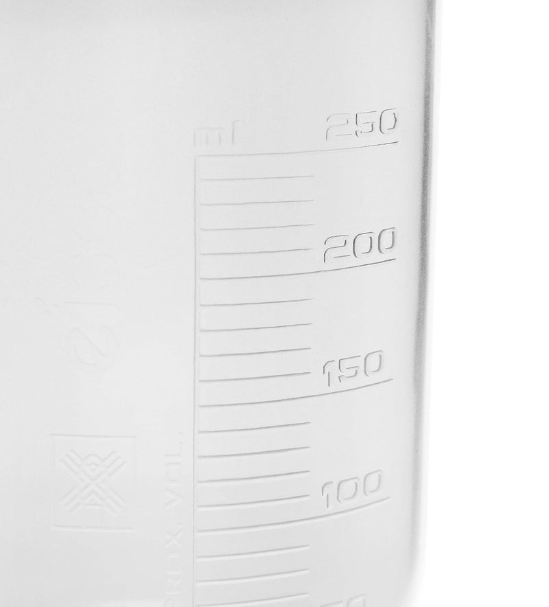 EISCO 12PK Plastic Beakers, 250ml - Polypropylene Plastic - Raised Graduations, Tapered Spout - Euro Design - Image 3
