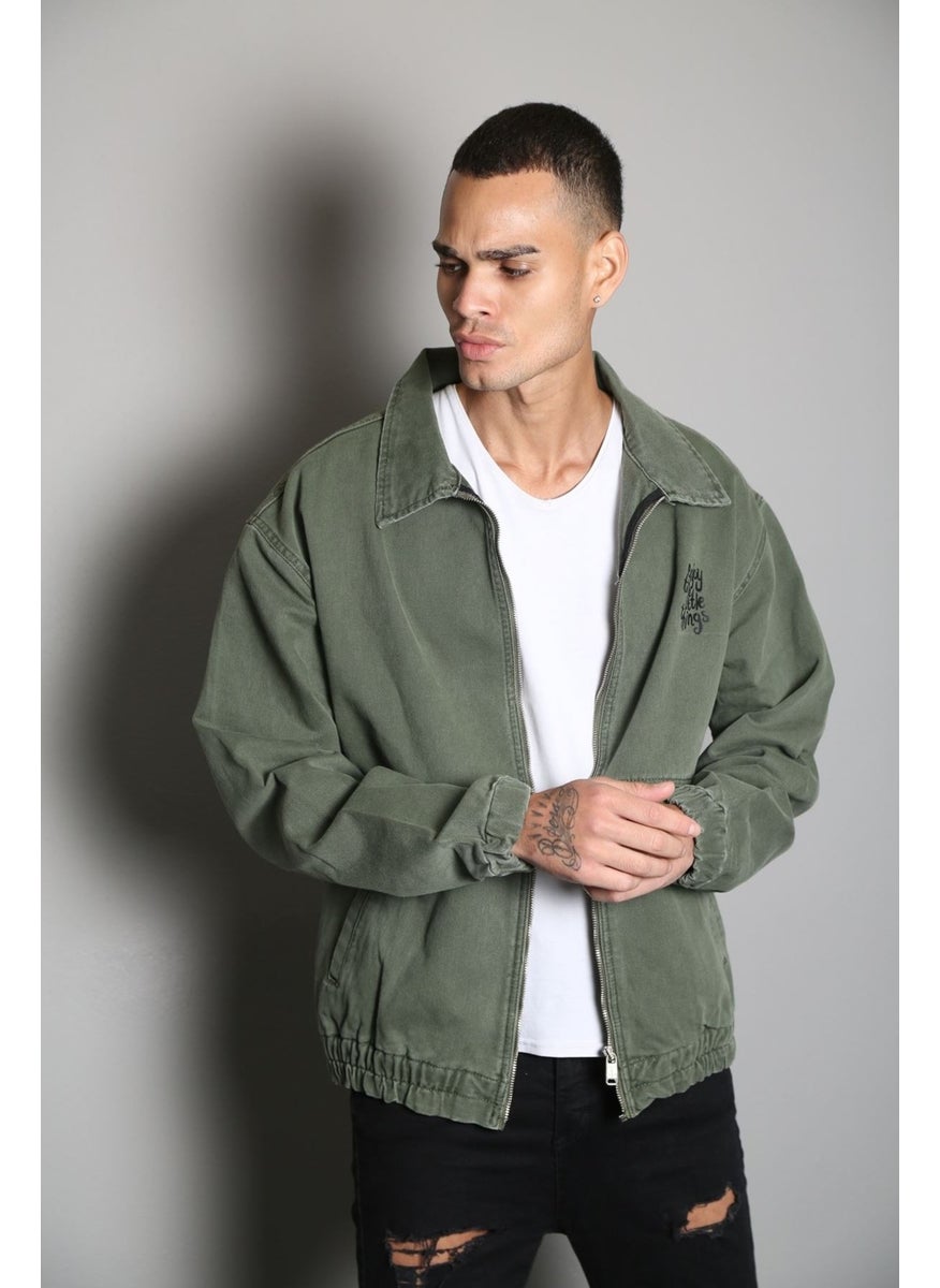 Oversize Khaki Printed Men's Zippered Bomber Denim Jacket - pzsku/ZB588003F20AAEC30862EZ/45/_/1731276313/eac3ac4a-b479-4cda-99dd-e75cd714d748