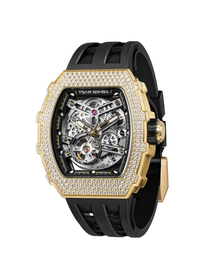 تسار بومبا ساعة الرجال آلية الهيكل العظمي التلقائي ساعة فاخرة زعفران برميل مقاوم للماء 50 م دائمة العلامة التجارية المستطيل الغوص الرياضة العسكرية هدية الرجل - Image 1