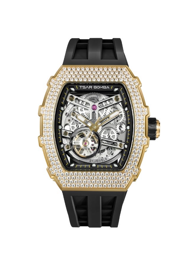 تسار بومبا ساعة الرجال آلية الهيكل العظمي التلقائي ساعة فاخرة زعفران برميل مقاوم للماء 50 م دائمة العلامة التجارية المستطيل الغوص الرياضة العسكرية هدية الرجل - Image 2