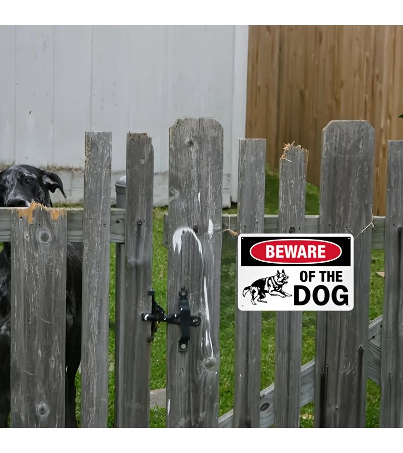 Metal Beware of Dog Warning Sign 7.87x11.81 Inch Durable Outdoor Home Decor - Image 4