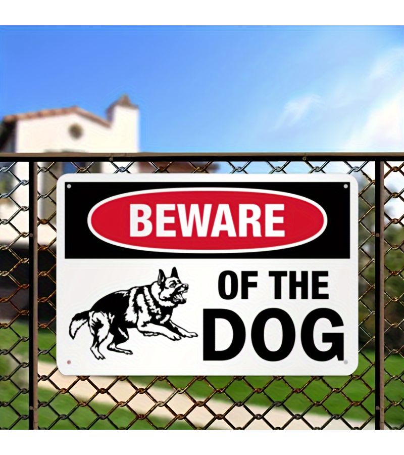 Metal Beware of Dog Warning Sign 7.87x11.81 Inch Durable Outdoor Home Decor - Image 2