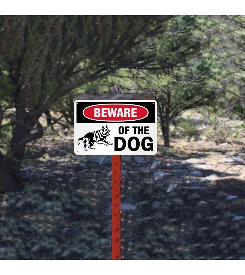 Metal Beware of Dog Warning Sign 7.87x11.81 Inch Durable Outdoor Home Decor - Image 5