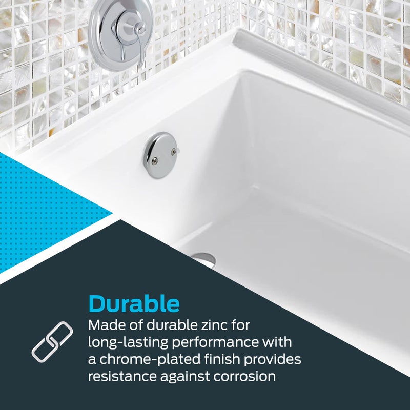EZ-FLO Two-Hole Bathtub Overflow Face Plate with Brass Screws, Chrome, 35245 - Image 3