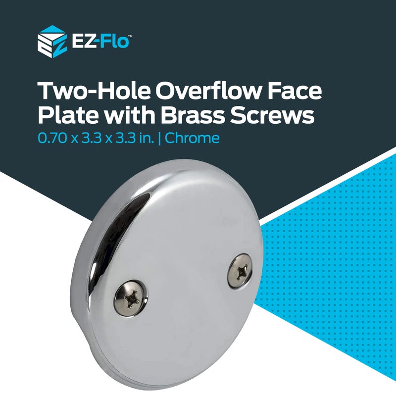 EZ-FLO Two-Hole Bathtub Overflow Face Plate with Brass Screws, Chrome, 35245 - Image 2
