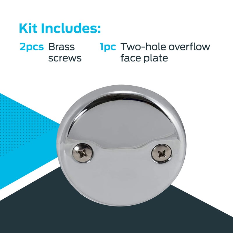 EZ-FLO Two-Hole Bathtub Overflow Face Plate with Brass Screws, Chrome, 35245 - Image 5