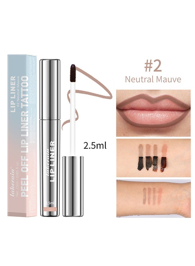 lakerain Peel Off Lip Liner Tattoo Peel Off Lip Stain Long Lasting Lip Stain Peel Off Infused with Hyaluronic Acid and Vitamin E Waterproof Long Lasting Highly Pigmented Matte Lip Tint Neutral Mauve #02 - Image 1